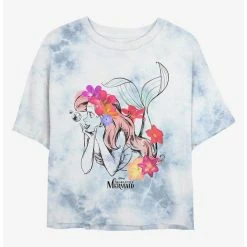 Wholesale 👏 Disney The Little Mermaid Ariel Hair Tie-Dye 👧 Girls Crop T-Shirt 🌟