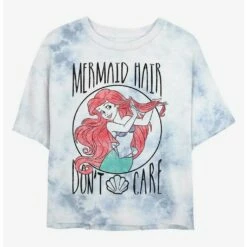 Buy 🤩 Disney The Little Mermaid Don't Care Mermaid Hair Tie-Dye 👧 Girls Crop T-Shirt ⌛