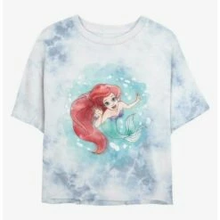 Wholesale 👏 Disney The Little Mermaid Sea Bubbles Tie-Dye 👧 Girls Crop T-Shirt 🎁