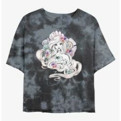 New ✔️ Disney The Little Mermaid Sea Shells Tie-Dye 👧 Girls Crop T-Shirt 🔥
