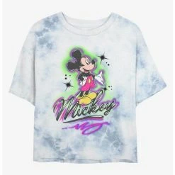 Brand new 😀 Disney Mickey Mouse Airbrush Mickey Tie-Dye 👧 Girls Crop T-Shirt ❤️