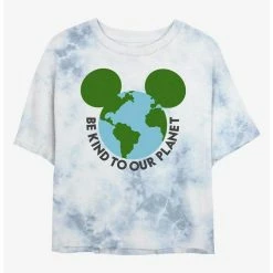 Flash Sale 😀 Disney Mickey Mouse Be Kind To Our Planet Tie-Dye 👧 Girls Crop T-Shirt 🎉