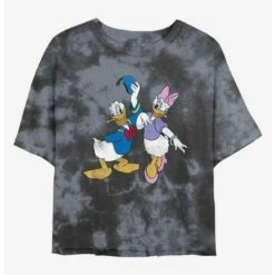 Promo 🎁 Disney Mickey Mouse Big Donald & Daisy Tie-Dye 👧 Girls Crop T-Shirt 😉