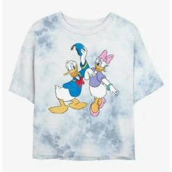 Cheap ⭐ Disney Mickey Mouse Big Donald & Daisy Tie-Dye 👧 Girls Crop T-Shirt 😀