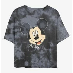 Deals ❤️ Disney Mickey Mouse Big Face Tie-Dye 👧 Girls Crop T-Shirt 🛒