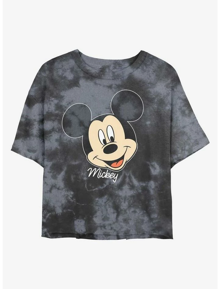 Deals ❤️ Disney Mickey Mouse Big Face Tie-Dye 👧 Girls Crop T-Shirt 🛒