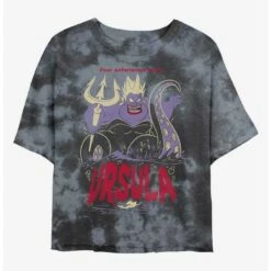 Promo 🔔 Disney The Little Mermaid Ursula The Sea Witch Tie-Dye 👧 Girls Crop T-Shirt 🎁