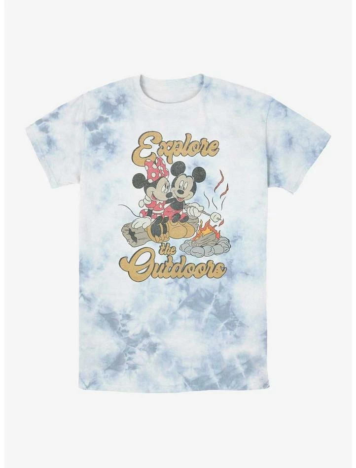 Brand new ๐ Disney Mickey Mouse Outdoors Campfire Tie-Dye T-Shirt ๐