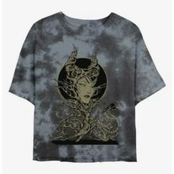 Discount 🥰 Disney Maleficent The Gift Tie-Dye 👧 Girls Crop T-Shirt 😍