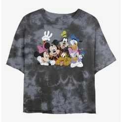 Budget 🌟 Disney Mickey Mouse All The Friends Tie-Dye 👧 Girls Crop T-Shirt 🥰
