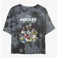 Best Sale 😍 Disney Mickey Mouse Friends Group Tie-Dye 👧 Girls Crop T-Shirt 🎉