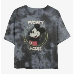 Flash Sale 😍 Disney Mickey Mouse Happy Mickey Tie-Dye 👧 Girls Crop T-Shirt 🔔