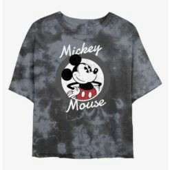 Best Sale ⌛ Disney Mickey Mouse Mickey Badge Tie-Dye 👧 Girls Crop T-Shirt ⭐