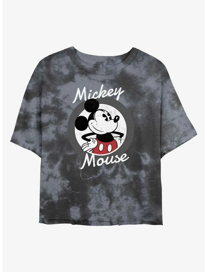 Best Sale โ Disney Mickey Mouse Mickey Badge Tie-Dye ๐ง Girls Crop T-Shirt โญ