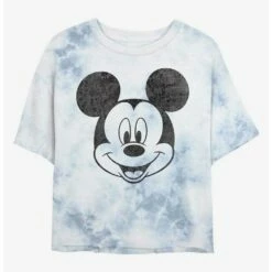 Cheapest 👏 Disney Mickey Mouse Mickey Face Tie-Dye 👧 Girls Crop T-Shirt 🔥