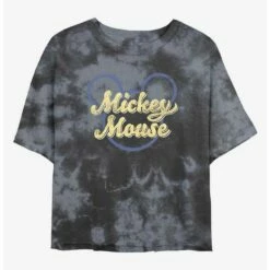 Budget 🔔 Disney Mickey Mouse Mickey Script Tie-Dye 👧 Girls Crop T-Shirt 🤩