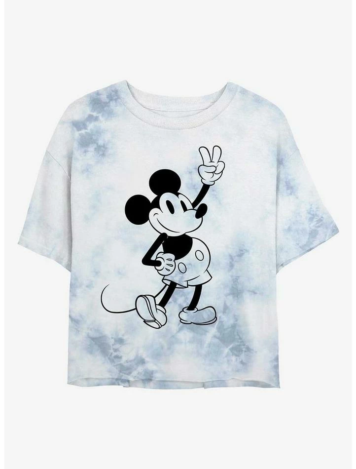 Best Pirce ๐ฏ Disney Mickey Mouse Peace Out Tie-Dye ๐ง Girls Crop T-Shirt โญ