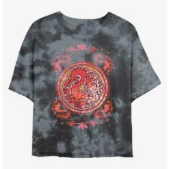 Budget ⭐ Disney Mulan Mushu Dragon Stained Glass Tie-Dye 👧 Girls Crop T-Shirt ⭐