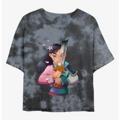 Outlet 🎁 Disney Mulan Warrior Princess Tie-Dye 👧 Girls Crop T-Shirt 🔔