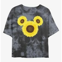 Wholesale 🎁 Disney Mickey Mouse Sunflower Ears Tie-Dye 👧 Girls Crop T-Shirt 😀