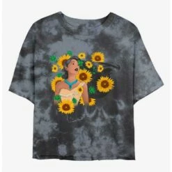 Outlet 👍 Disney Pocahontas Floral Princess Tie-Dye 👧 Girls Crop T-Shirt 🥰