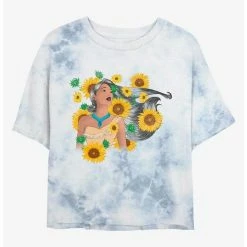 Buy ✔️ Disney Pocahontas Floral Princess Tie-Dye 👧 Girls Crop T-Shirt 💯