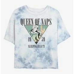 Best Pirce 🌟 Disney Sleeping Beauty Aurora Queen of Naps Tie-Dye 👧 Girls Crop T-Shirt 🌟