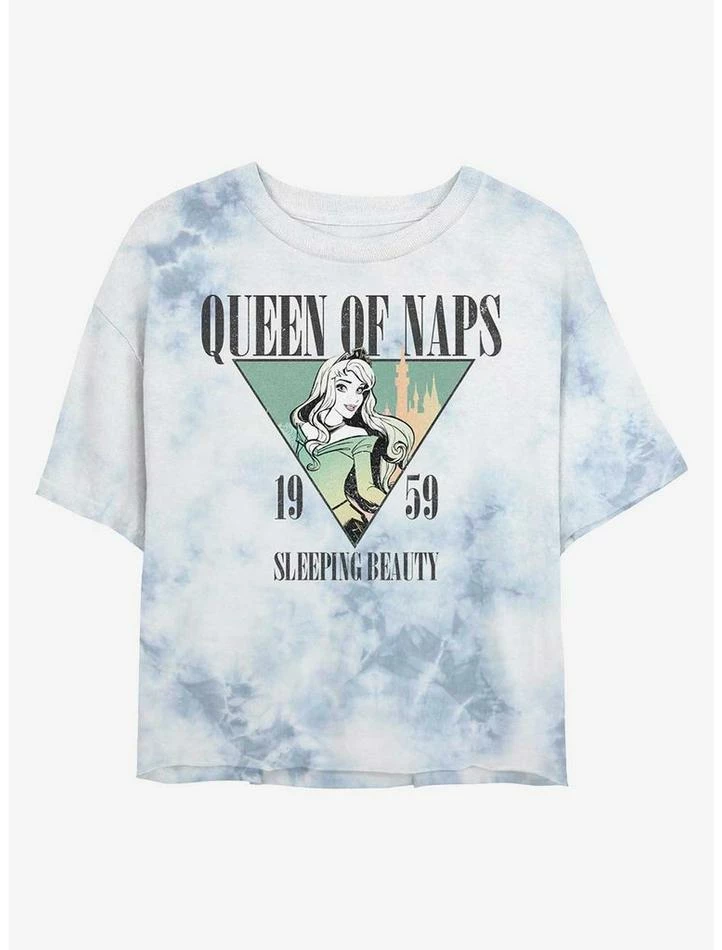 Best Pirce 🌟 Disney Sleeping Beauty Aurora Queen of Naps Tie-Dye 👧 Girls Crop T-Shirt 🌟