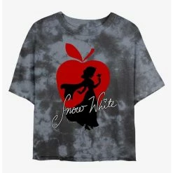 Cheap 👍 Disney Snow White and the Seven Dwarfs Apple Silhouette Tie-Dye 👧 Girls Crop T-Shirt ✨