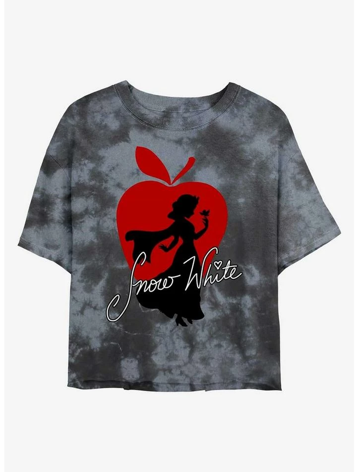 Cheap 👍 Disney Snow White and the Seven Dwarfs Apple Silhouette Tie-Dye 👧 Girls Crop T-Shirt ✨