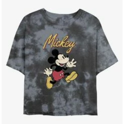 Best Sale 🔔 Disney Mickey Mouse Vintage Mickey Tie-Dye 👧 Girls Crop T-Shirt 👏