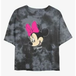 Brand new 🌟 Disney Minnie Mouse Big Face Tie-Dye 👧 Girls Crop T-Shirt 🎁