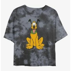 New 💯 Disney Pluto Traditional Pluto Tie-Dye 👧 Girls Crop T-Shirt 🛒