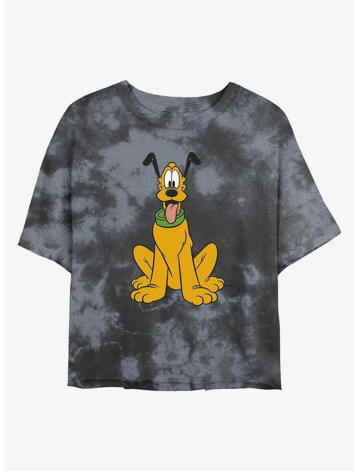 New 💯 Disney Pluto Traditional Pluto Tie-Dye 👧 Girls Crop T-Shirt 🛒