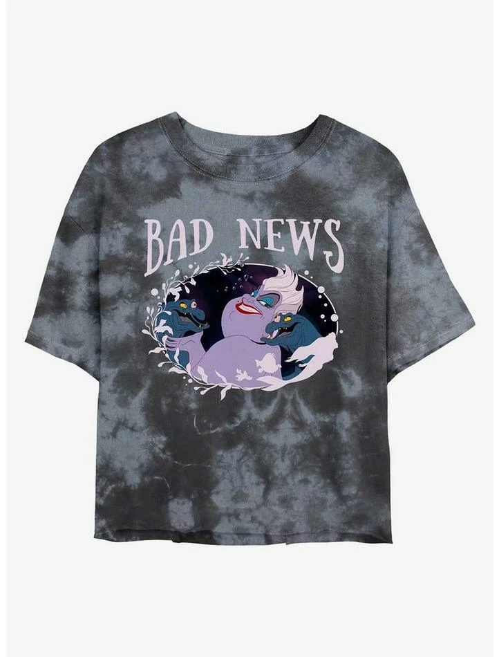 New 👏 Disney Villains Ursula Bad News Tie-Dye 👧 Girls Crop T-Shirt 🥰