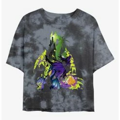 Cheapest ✔️ Disney Villains Dragon Form Maleficent Tie-Dye 👧 Girls Crop T-Shirt 🔥