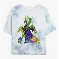 Budget ⌛ Disney Villains Dragon Form Maleficent Tie-Dye 👧 Girls Crop T-Shirt 🛒