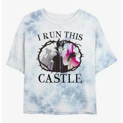 Best deal 🧨 Disney Villains I Run This Castle Maleficent Tie-Dye 👧 Girls Crop T-Shirt 🥰