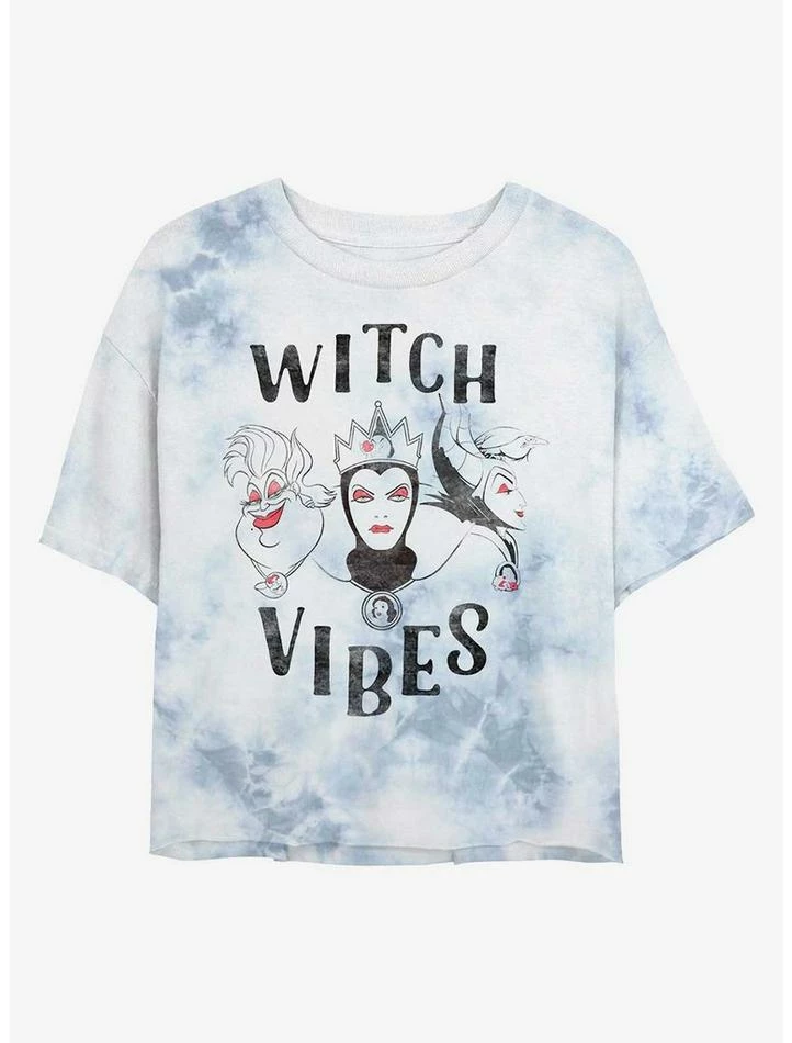 Outlet ๐ Disney Villains Witch Vibes Ursula, Evil Queen, and Maleficent Tie-Dye ๐ง Girls Crop T-Shirt ๐ฅฐ