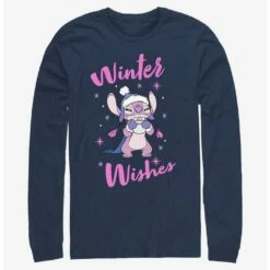 Outlet ✔️ Disney Lilo & Stitch Angel Winter Wishes Long-Sleeve T-Shirt 😍