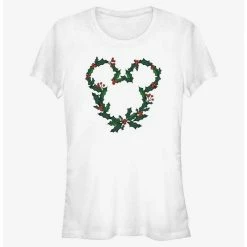 Deals 🎁 Disney Mickey Mouse Mistletoe Wreath Ears 👧 Girls T-Shirt 👏