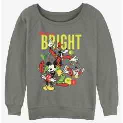 Hot Sale 🧨 Disney Mickey Mouse Bright 🎁 Christmas Mickey, Goofy, and Donald 👧 Girls Slouchy Sweatshirt 🛒