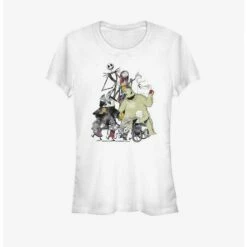 Promo 🌟 Disney The Nightmare Before 🎁 Christmas 💀 Halloween Town Members 👧 Girls T-Shirt 😀