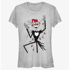 Buy 💯 Disney The Nightmare Before ❄ Christmas Santa Jack ❄ Christmas Lights 👧 Girls T-Shirt 🎉