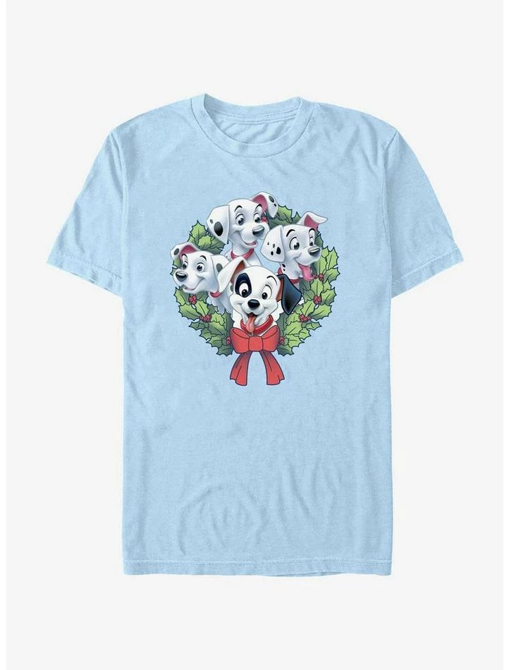 Best Pirce ๐งจ Disney 101 Dalmatians Puppy ๐ Christmas Wreath T-Shirt ๐