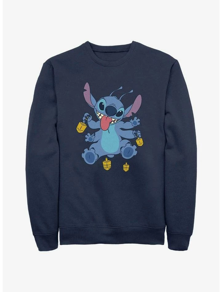 Hot Sale ❤️ Disney Lilo & Stitch Hanukkah Spinning Dreidels Sweatshirt ❤️
