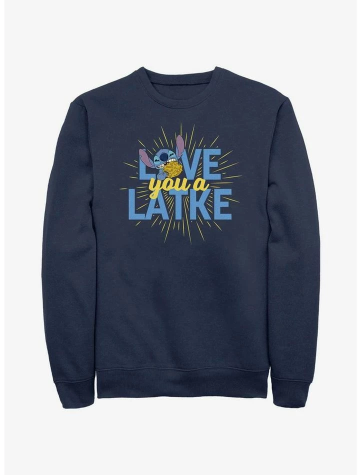 New โ๏ธ Disney Lilo & Stitch Hanukkah Love You A Latke Sweatshirt ๐