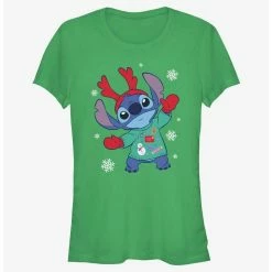 Hot Sale ✨ Disney Lilo & Stitch Reindeer Stitch 👧 Girls T-Shirt 🤩