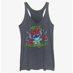 Brand new 🌟 Disney Lilo & Stitch Mele Kalikimaka Merry 🔔 Christmas in Hawaiian 👧 Girls Tank 🔥