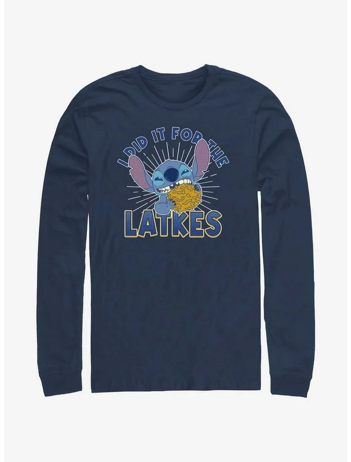 Cheap 🔥 Disney Lilo & Stitch Did It For Hanukkah Latkes Long-Sleeve T-Shirt 🎉